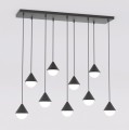 9 - punktowa lampa  w stylu japandi i skandynawskim. Duża i szeroka  lampa wisząca.