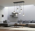 Lampa beżowa designerska z 6 ledowymi punktami  światła.