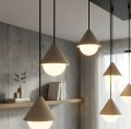Beżowa nowoczesna lampa nad stół do salonu i jadalni. 6 punktów światła.