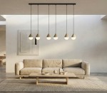 Szeroka lampa beżowa  nad stół  RICO  51663/6  PR
