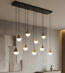Duża lampa beżowa   nad stół  RICO  51663/9 