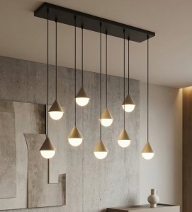 Duża lampa beżowa   nad stół  RICO  51663/9 