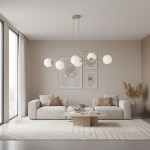 Lampa beżowa   nowoczesna z białymi  kulkami  MAGIC 51640/6