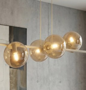 Lampa beżowa  z bursztynowymi  kulkami  MAGIC 51641/6 