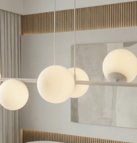 Szara nowoczesna lampa wisząca nad stół do pokoju i kuchni.
