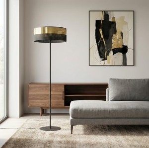 Czarno-złota  lampa podłogowa  KOBI  51649/LP1 