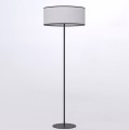 Nowoczesna lampa stojąca z abażurem. Abażur lekko szary.