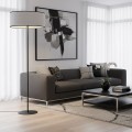 Lampa stojąca do salonu z abażurem.