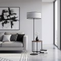 Ładna lampa podłogowa do salonu z abażurem.