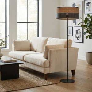 Lampa stojąca abażur brązowo-czarny  KOBI  51653/LP1    