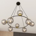 Lampa ring z grafitowymi kloszami.