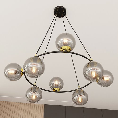 Lampa ring z grafitowymi kloszami.