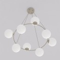 Duża beżowa lampa nad stół do salonu w kolorze mokka. Lampa ring.