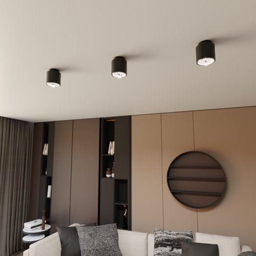 Lampa pojedyncza czarna led na sufit.