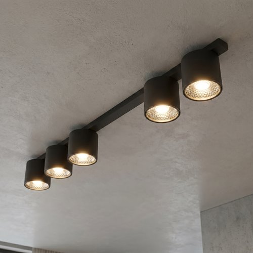 Czarna lampa na sufit 5 halogenów.