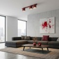 Lampa na sufit w modnym kolorze burgundowym z 3 halogenami.