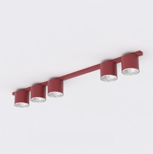 Burgundowa  lampa na sufit 5 reflektorków MONO 51697/5