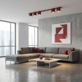 Lampa sufitowa w kolorze bordo do salonu.