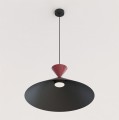 Lampa zwis nowoczesna - duża o średnicy 50 cm w kolorze czarnym i burgundowym.