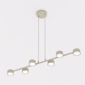 Lampa beżowa nowoczesna do nowoczesnego salonu. Lampa ma regulowaną wysokość.
