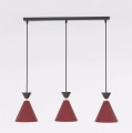 Trzy punkty światła - lampa nad stół. Kolory bordo i czarny.