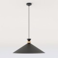 Lampa pojedyncza - metalowy duży czarny stożek nad stół do pokoju i jadalni.