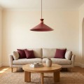 Lampa wisząca nad stół o średnicy 50 cm. Stożek w modnym kolorze bordowym - burgundowym.