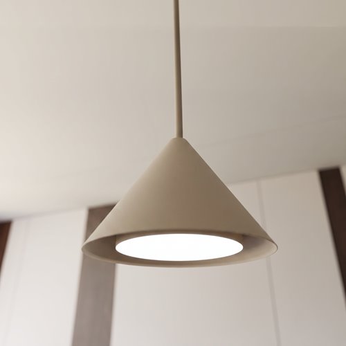 Pojedyncza lampa ledowa w kolorze beżowym.