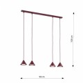 Ledowa lampa wisząca  nad stół w kolorze bordo.