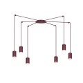 Bordowa lampa led nad stół. Lampa wisząca typu pająk w bardzo modnym kolorze burgundowym.