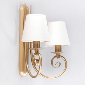 Złoty kinkiet klasyczny z  abażurkami KLIWIA ZŁOTO  3590