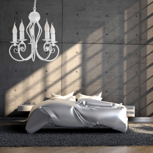 Żyrandol świecznikowy klasyczny biały  5 ramienny na 5 żarówek.