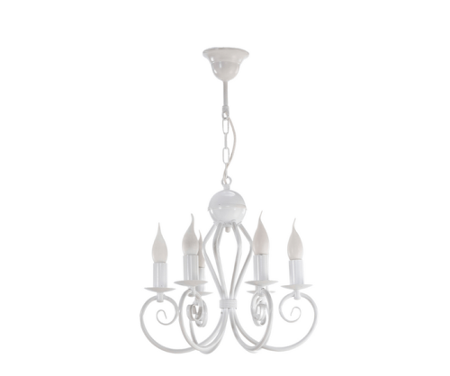 Żyrandol świecznikowy klasyczny biały 6 ramienny.