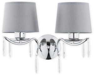 Kinkiet chrom z szarymi  abażurkami kryształki ARILA  L02481 CH