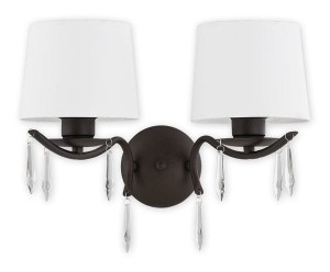 Kinkiet  wenge z białymi  abażurkami kryształki RILA  L02481 W