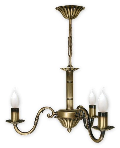 Patynowany klasyczny żyrandol świecznikowy na żarówki typu płomyk.