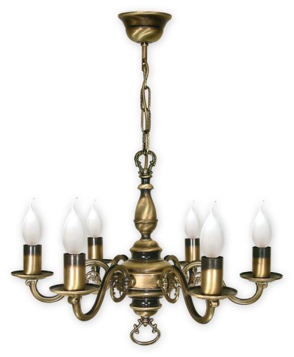 Żyrandol do kancelarii i gabinetu klasyczny w kolorze patyny na sześć żarówek.