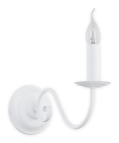 Biały kinkiet świecznikowy na ścianę pojedynczy w stylu shabby chic.