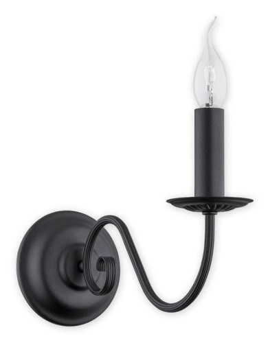 Czarny kinkiet vintage świecznikowy ozdobna rurka ryflowana.