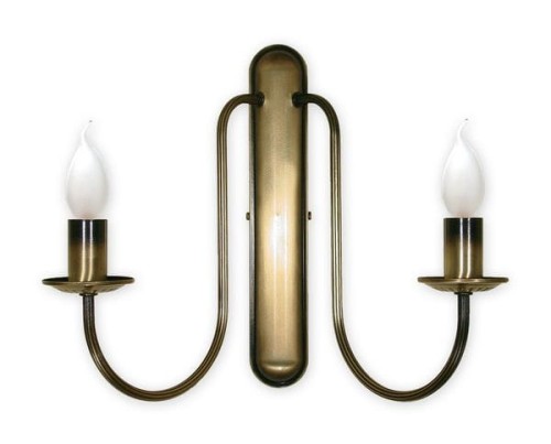 Patynowany klasyczny kinkiet świecznikowy na dwie żarówki.