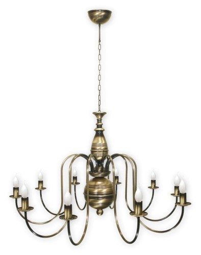 Lampa do kościołów  kaplic duża patynowana świecznikowa na 10 żarówek.