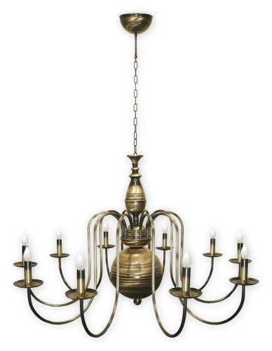 Lampa do kościołów kaplic plebani 10 żarówek kolor patyny duży.