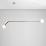 Złota  lampa wisząca  2 białe kule PAREA 1064/H30/A