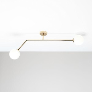 Złota  lampa na sufit 2 kule PAREA 1064/D30/2/A