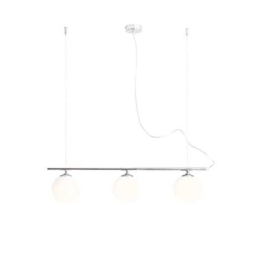 Lampa chromowana 3 białe kule na listwie. Możliwość regulacji wysokości lampy.