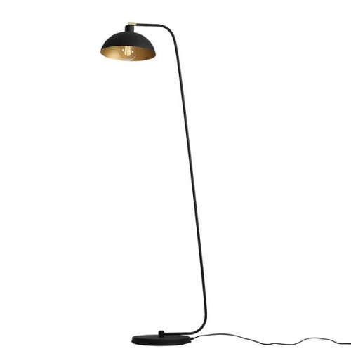 Designerska lampa stojąca o minimalistycznej formie. Klosz metalowy regulowany w kolorze czarno złotym.