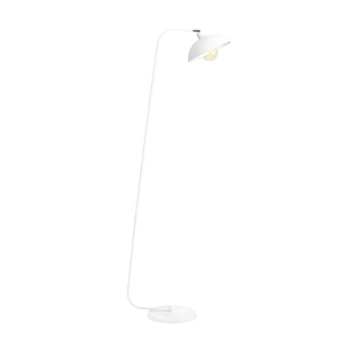 Designerska i minimalistyczna lampa stojąca w kolorze białym.