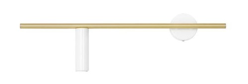 Kinkiet ultra nowoczesny minimalistyczny ledowy. Prosta forma złota rurka i halogen.