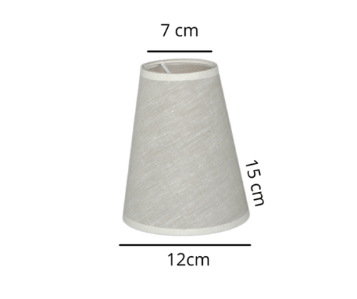 Abażurek stożkowy do żyrandoli i lamp. Struktura i kolor materiału len.