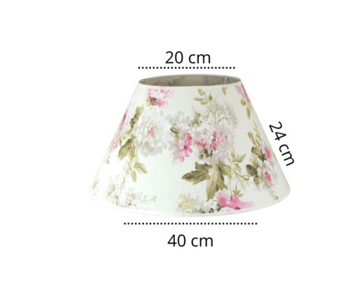 Abażur stożkowy w delikatne kwiatuszki różyczki. Do lampy podłogowej.